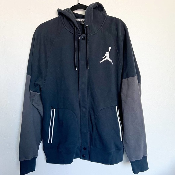 Air Jordan Other - Air JORDAN Full Zip Black Gray Embroidered Jumpman Fleece Hoodie Large